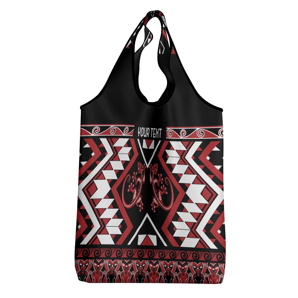 Personalised Aotearoa Waitangi Grocery Bag Taniko Motifs - Mania Gecko