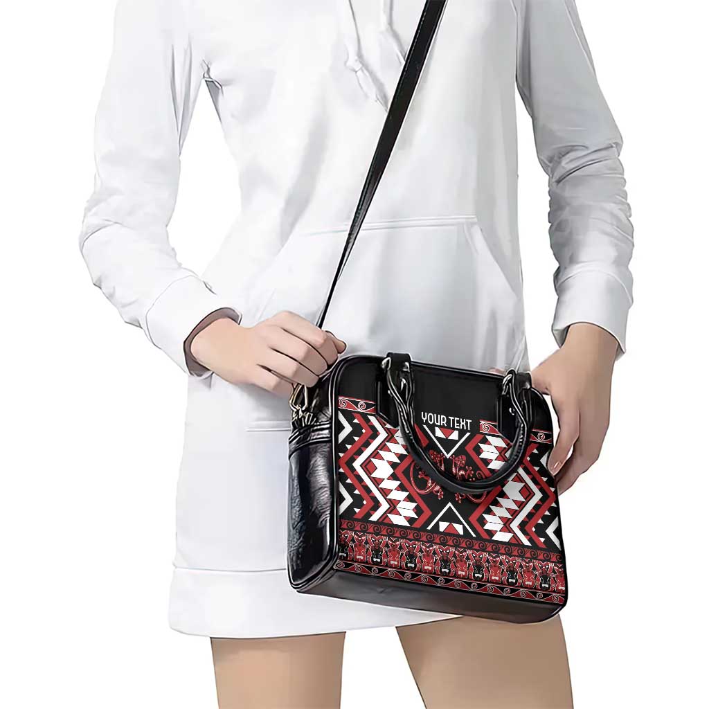 Personalised Aotearoa Waitangi Shoulder Handbag Taniko Motifs - Mania Gecko