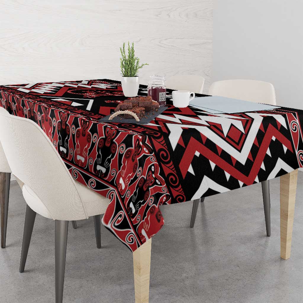 Personalised Aotearoa Waitangi Tablecloth Taniko Motifs - Mania Gecko
