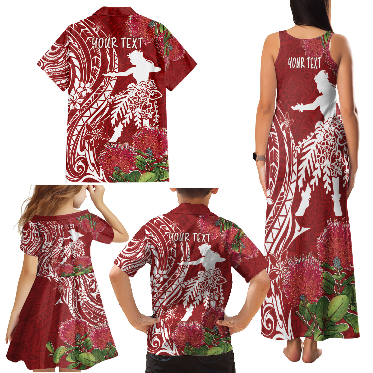 Personalised Hawaii Wahine Family Matching Tank Maxi Dress and Hawaiian Shirt Women's Day Ohia Lehua LT7 - Polynesian Pride