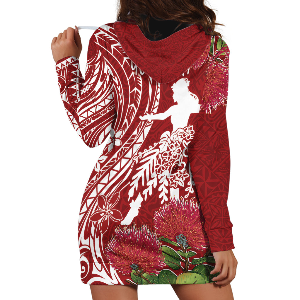 Personalised Hawaii Wahine Hoodie Dress Women's Day Ohia Lehua LT7 - Polynesian Pride