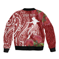 Personalised Hawaii Wahine Sleeve Zip Bomber Jacket Women's Day Ohia Lehua LT7 - Polynesian Pride