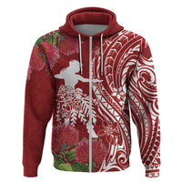 Personalised Hawaii Wahine Zip Hoodie Women's Day Ohia Lehua LT7 Zip Hoodie Red - Polynesian Pride