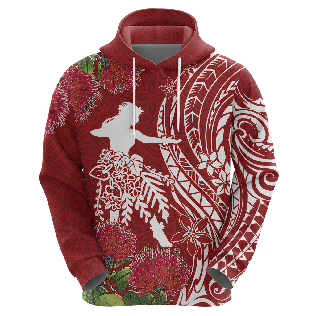 Personalised Hawaii Wahine Zip Hoodie Women's Day Ohia Lehua LT7 - Polynesian Pride