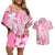 Personalised Hawaii Wahine Couples Matching Off Shoulder Short Dress and Hawaiian Shirt Women's Day Maui Lokelani Roses LT7 Pink - Polynesian Pride