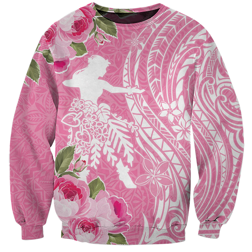 Personalised Hawaii Wahine Sweatshirt Women's Day Maui Lokelani Roses LT7 Unisex Pink - Polynesian Pride