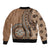 Personalized Tonga Ngatu Bomber Jacket Vintage Brown Manulua Motifs