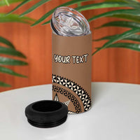 Personalized Tonga Ngatu 4 in 1 Can Cooler Tumbler Vintage Brown Manulua Motifs
