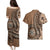 Personalized Tonga Ngatu Couples Matching Puletasi and Hawaiian Shirt Vintage Brown Manulua Motifs