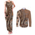 Personalized Tonga Ngatu Couples Matching Tank Maxi Dress and Long Sleeve Button Shirt Vintage Brown Manulua Motifs