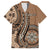 Personalized Tonga Ngatu Family Matching Off The Shoulder Long Sleeve Dress and Hawaiian Shirt Vintage Brown Manulua Motifs