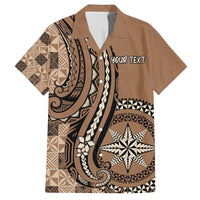 Personalized Tonga Ngatu Family Matching Puletasi and Hawaiian Shirt Vintage Brown Manulua Motifs