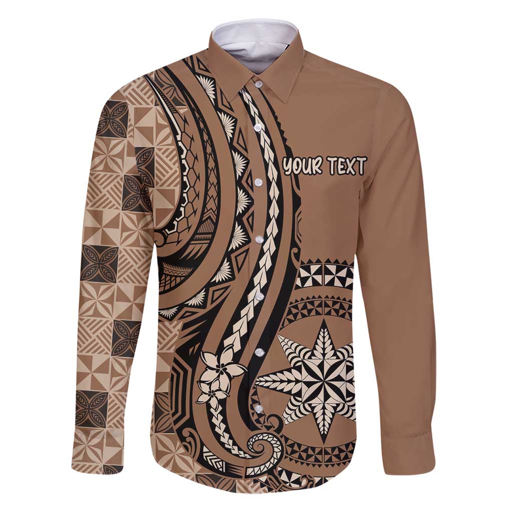 Personalized Tonga Ngatu Family Matching Puletasi and Hawaiian Shirt Vintage Brown Manulua Motifs
