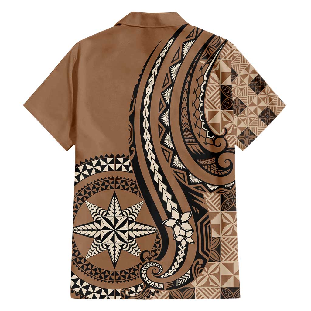 Personalized Tonga Ngatu Family Matching Tank Maxi Dress and Hawaiian Shirt Vintage Brown Manulua Motifs