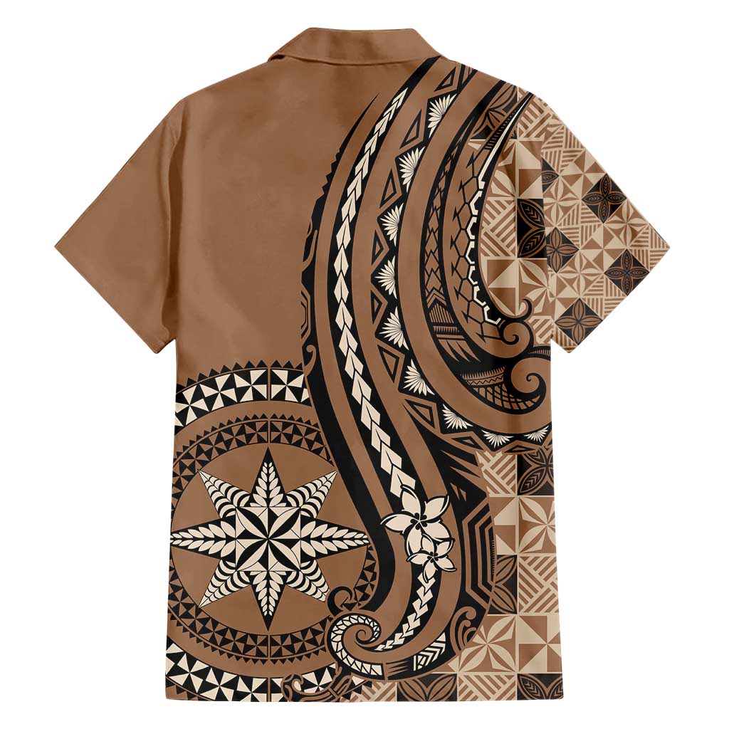 Personalized Tonga Ngatu Hawaiian Shirt Vintage Brown Manulua Motifs