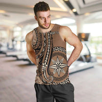 Personalized Tonga Ngatu Men Tank Top Vintage Brown Manulua Motifs