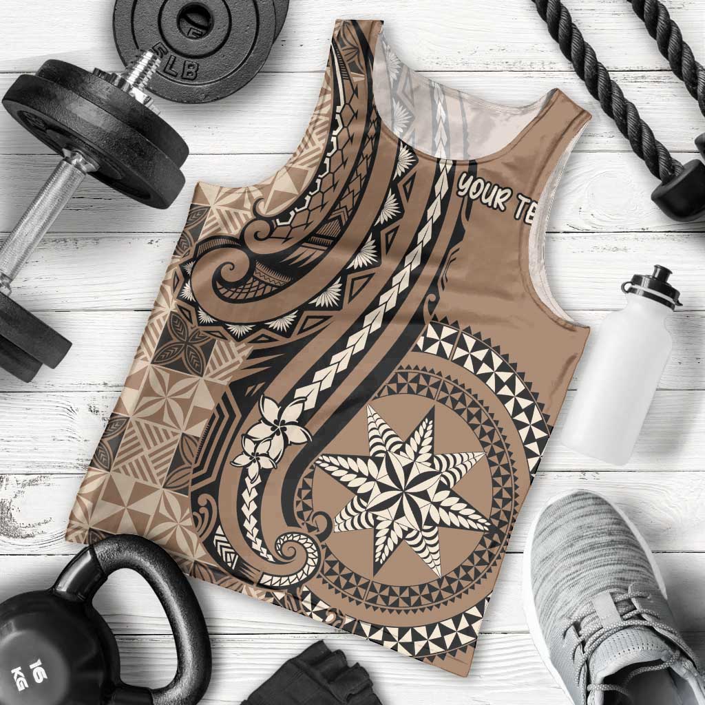 Personalized Tonga Ngatu Men Tank Top Vintage Brown Manulua Motifs