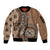 Personalized Tonga Ngatu Sleeve Zip Bomber Jacket Vintage Brown Manulua Motifs