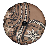Tonga Ngatu Spare Tire Cover Vintage Brown Manulua Motifs LT7 - Polynesian Pride