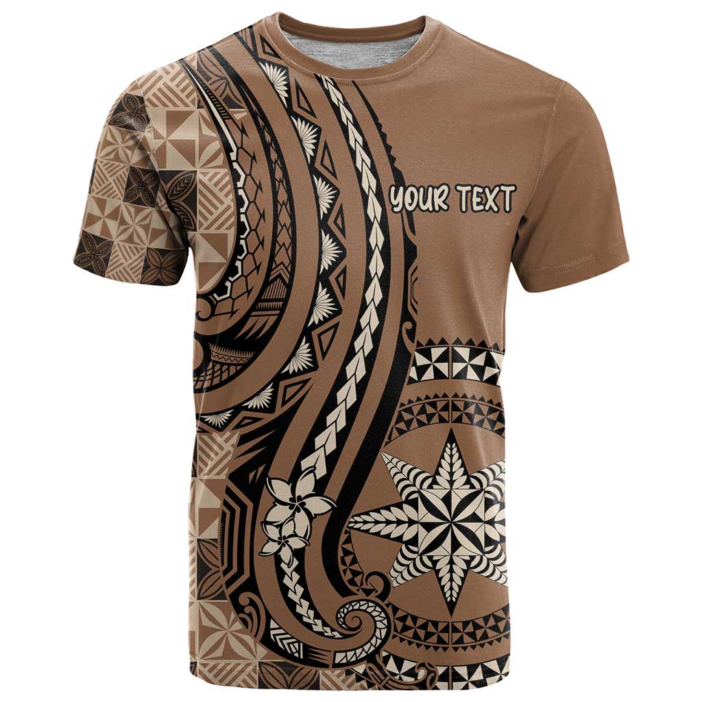 Personalized Tonga Ngatu T Shirt Vintage Brown Manulua Motifs