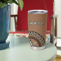 Personalized Tonga Ngatu Tumbler Cup Vintage Brown Manulua Motifs