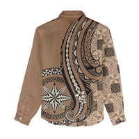 Personalized Tonga Ngatu Women Casual Shirt Vintage Brown Manulua Motifs