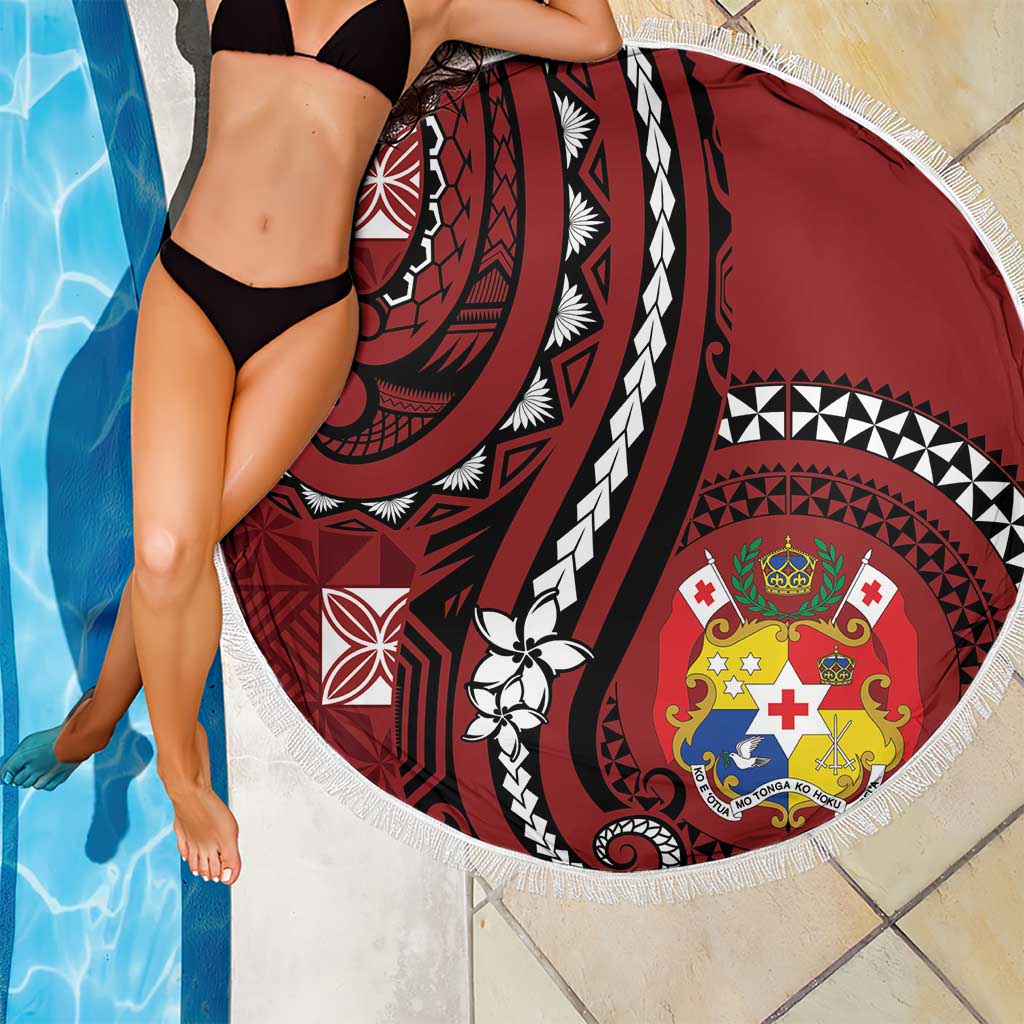 Tonga Ngatu Beach Blanket Iconic Red Manulua Motifs