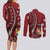 Personalized Tonga Ngatu Couples Matching Long Sleeve Bodycon Dress and Long Sleeve Button Shirt Iconic Red Manulua Motifs