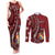Personalized Tonga Ngatu Couples Matching Tank Maxi Dress and Long Sleeve Button Shirt Iconic Red Manulua Motifs