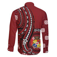Personalized Tonga Ngatu Family Matching Mermaid Dress and Hawaiian Shirt Iconic Red Manulua Motifs LT7 - Polynesian Pride