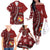 Personalized Tonga Ngatu Family Matching Off The Shoulder Long Sleeve Dress and Hawaiian Shirt Iconic Red Manulua Motifs