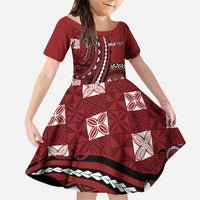 Personalized Tonga Ngatu Family Matching Off Shoulder Maxi Dress and Hawaiian Shirt Iconic Red Manulua Motifs