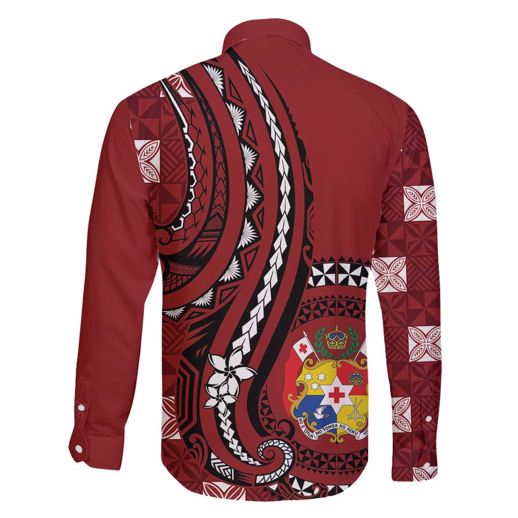 Personalized Tonga Ngatu Family Matching Puletasi and Hawaiian Shirt Iconic Red Manulua Motifs LT7 - Polynesian Pride