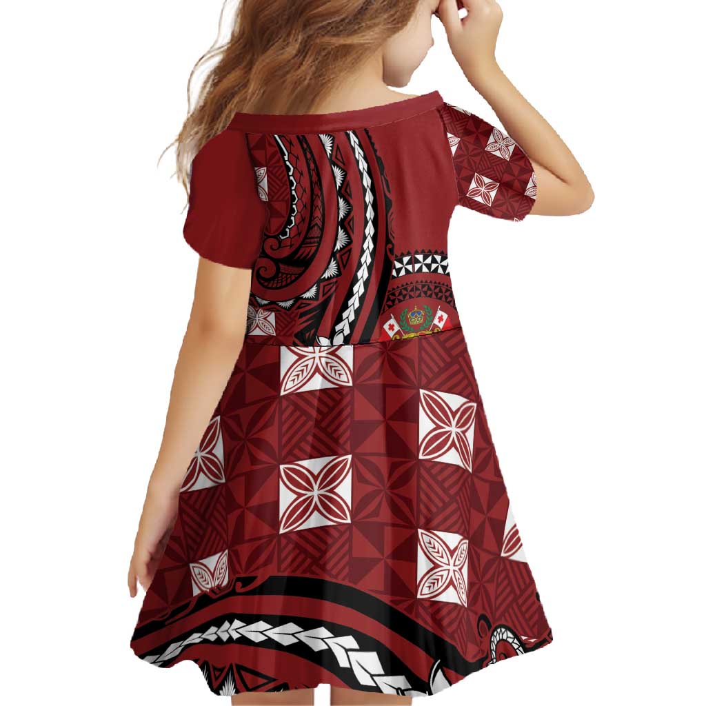Personalized Tonga Ngatu Family Matching Summer Maxi Dress and Hawaiian Shirt Iconic Red Manulua Motifs LT7 - Polynesian Pride