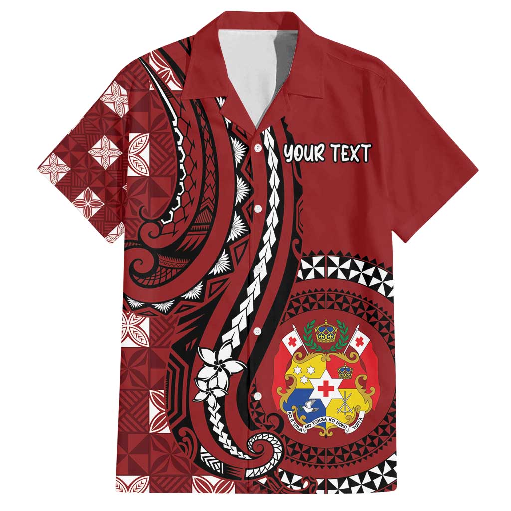 Personalized Tonga Ngatu Family Matching Summer Maxi Dress and Hawaiian Shirt Iconic Red Manulua Motifs LT7 Dad's Shirt - Short Sleeve Red - Polynesian Pride