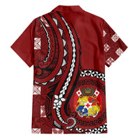 Personalized Tonga Ngatu Family Matching Summer Maxi Dress and Hawaiian Shirt Iconic Red Manulua Motifs LT7 - Polynesian Pride