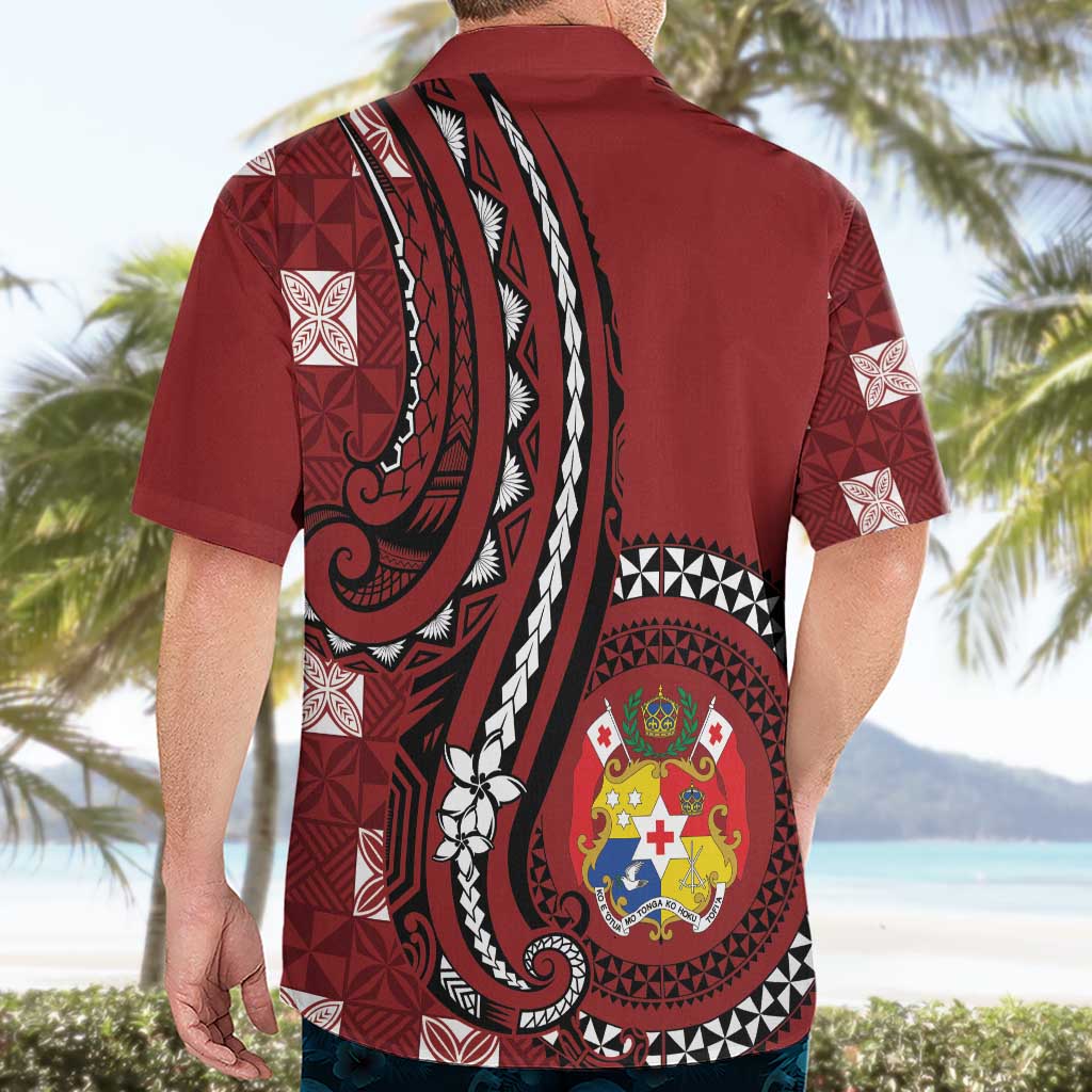 Personalized Tonga Ngatu Hawaiian Shirt Iconic Red Manulua Motifs