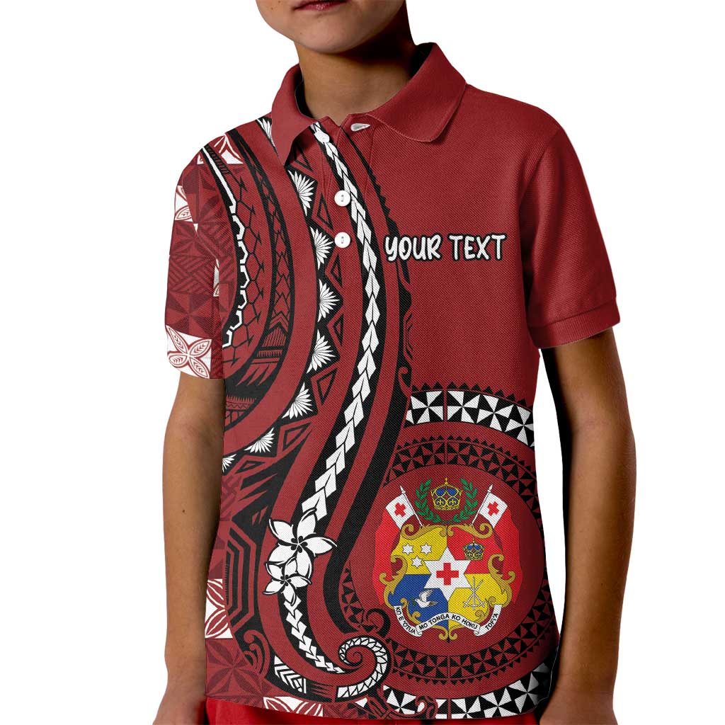 Personalized Tonga Ngatu Kid Polo Shirt Iconic Red Manulua Motifs LT7 Kid Red - Polynesian Pride