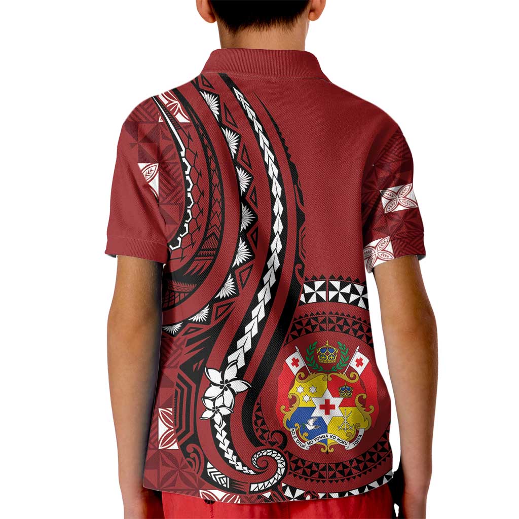 Personalized Tonga Ngatu Kid Polo Shirt Iconic Red Manulua Motifs LT7 - Polynesian Pride
