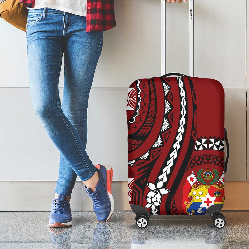 Tonga Ngatu Luggage Cover Iconic Red Manulua Motifs LT7 - Polynesian Pride