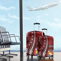 Tonga Ngatu Luggage Cover Iconic Red Manulua Motifs LT7 - Polynesian Pride