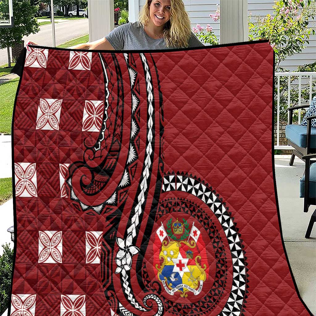 Tonga Ngatu Quilt Iconic Red Manulua Motifs LT7 Red - Polynesian Pride