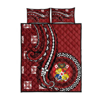 Tonga Ngatu Quilt Bed Set Iconic Red Manulua Motifs