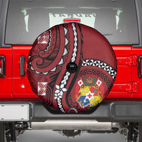 Tonga Ngatu Spare Tire Cover Iconic Red Manulua Motifs LT7 - Polynesian Pride