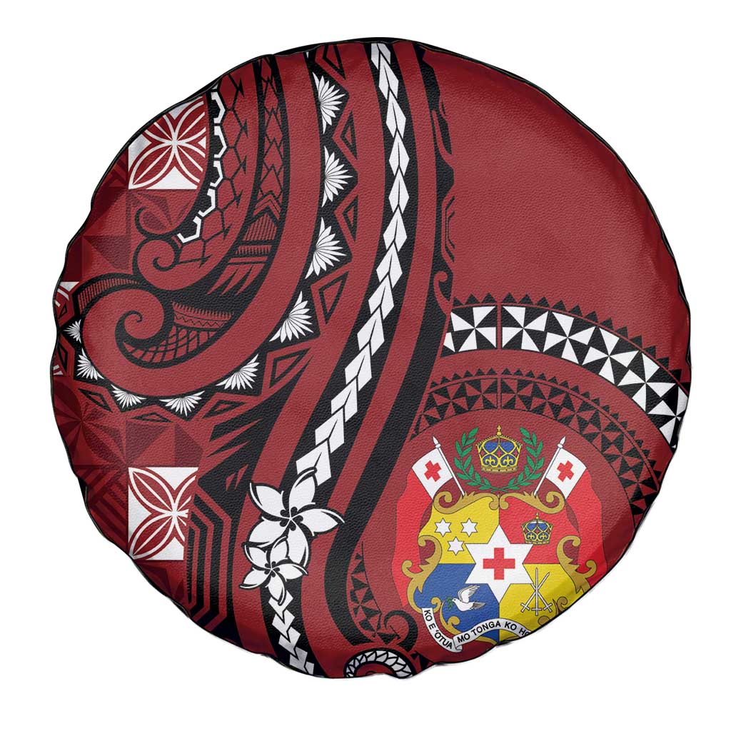 Tonga Ngatu Spare Tire Cover Iconic Red Manulua Motifs LT7 - Polynesian Pride