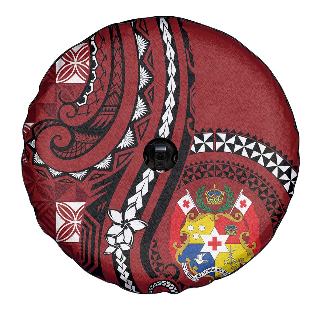 Tonga Ngatu Spare Tire Cover Iconic Red Manulua Motifs LT7 - Polynesian Pride