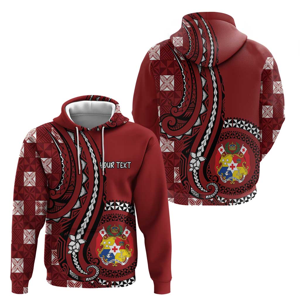 Personalized Tonga Ngatu Zip Hoodie Iconic Red Manulua Motifs LT7 - Polynesian Pride