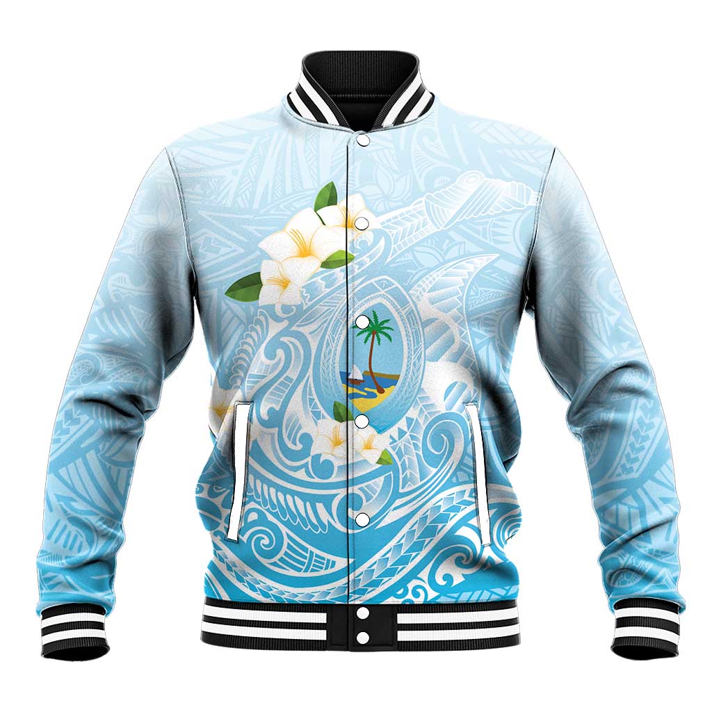 Guam Fishhook Mix Guasali Flowers Baseball Jacket Dreaming Turquoise LT7 Unisex Turquoise - Polynesian Pride