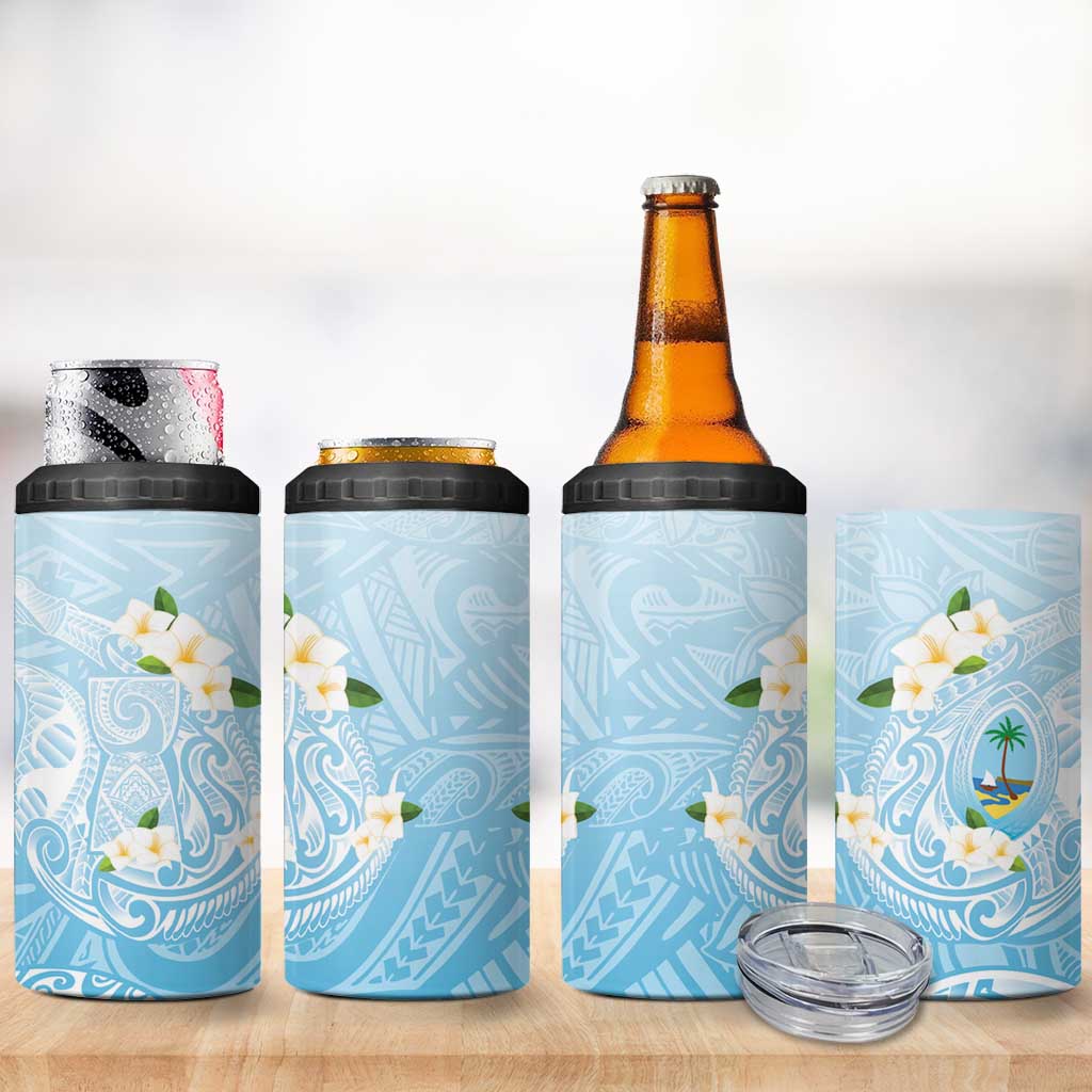 Guam Fishhook Mix Guasali Flowers 4 in 1 Can Cooler Tumbler Dreaming Turquoise