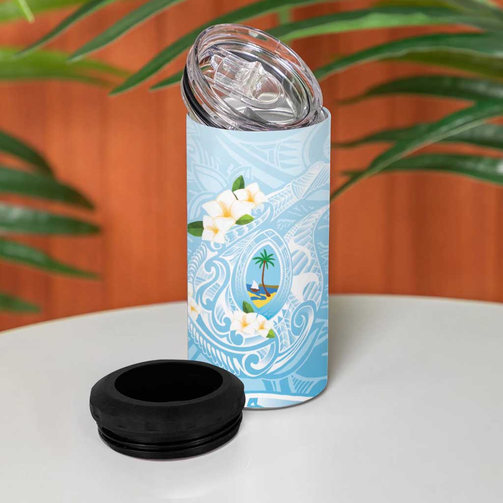 Guam Fishhook Mix Guasali Flowers 4 in 1 Can Cooler Tumbler Dreaming Turquoise